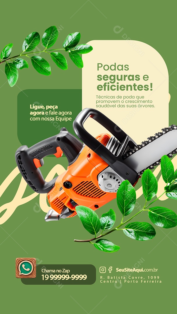 Story Poda de Árvore Podas Seguras e Eficientes Social Media PSD Editável