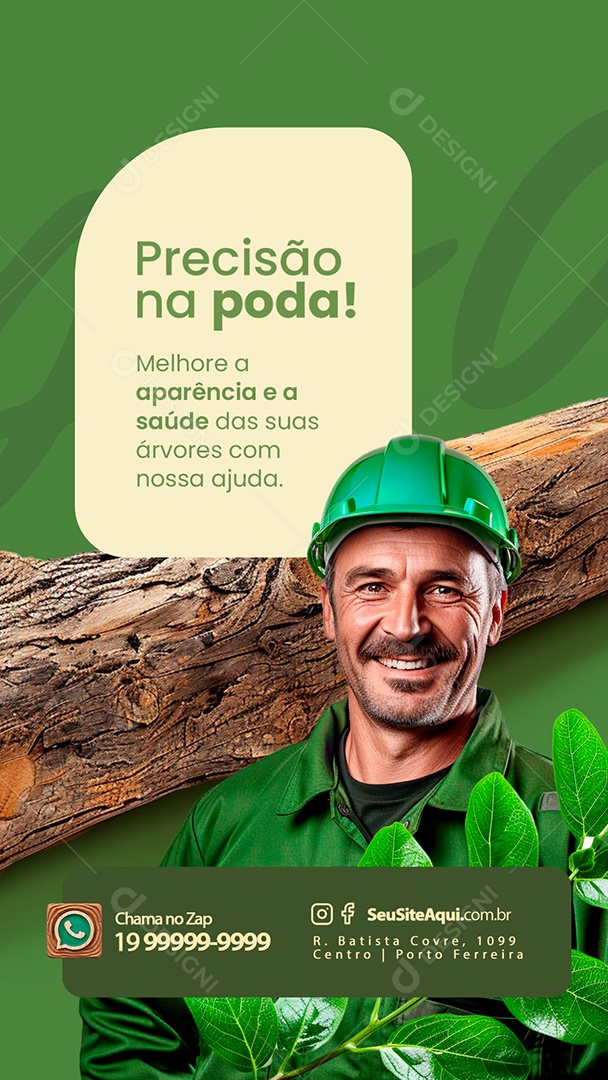 Story Poda de Árvore Precisão na Poda Chama no Zap Social Media PSD Editável