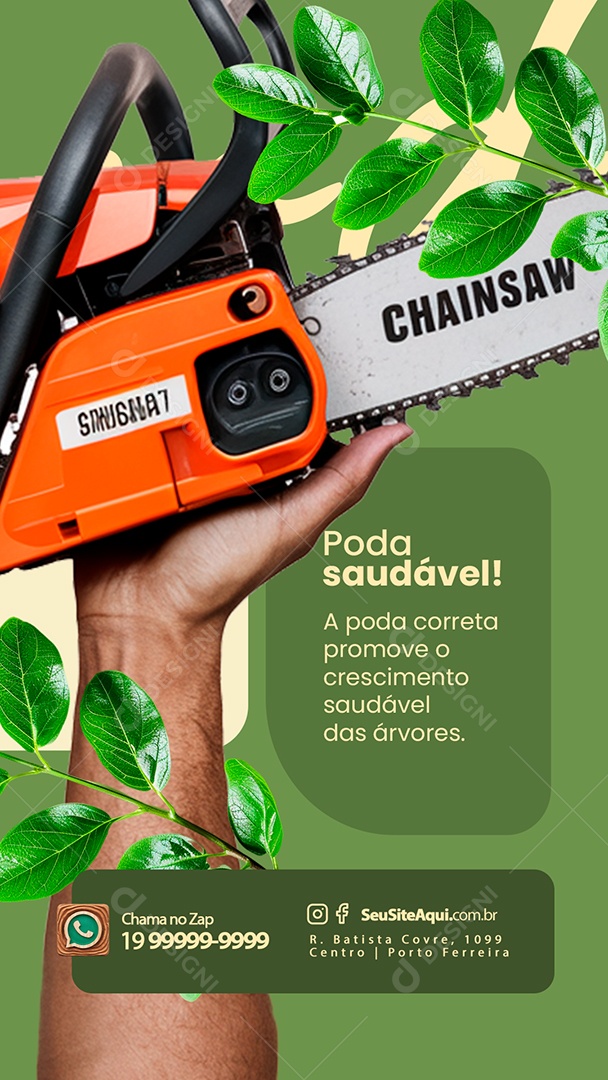 Story Poda de Árvore Poda Saudável Chama no Zap Social Media PSD Editável