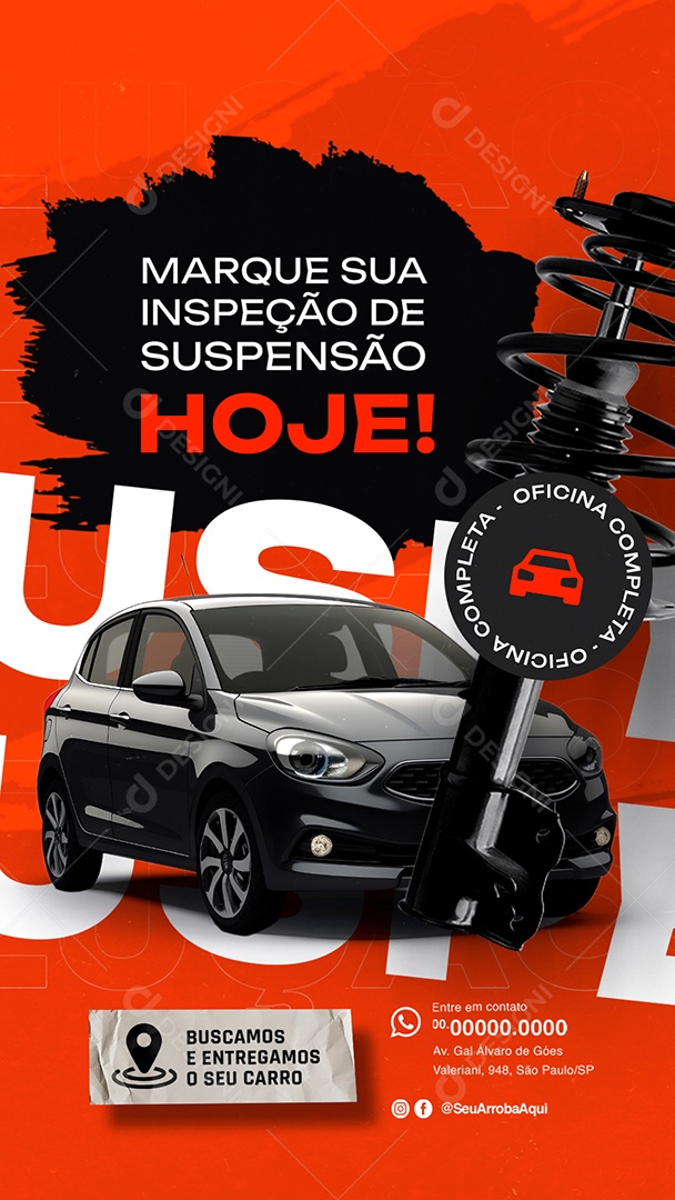 Story Oficina Marque sua Inspeção de Suspensão Hoje Social Media PSD Editável