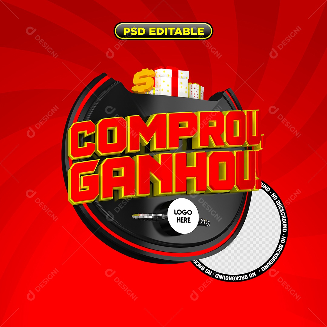 Comprou Ganhou Selo 3D Para Composição PSD