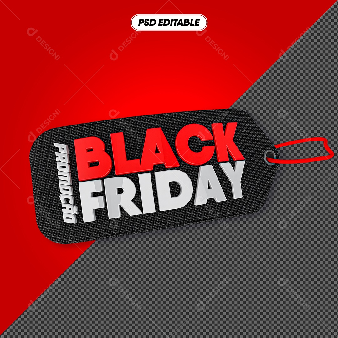 Etiqueta Black Friday 3D Para Composição PSD