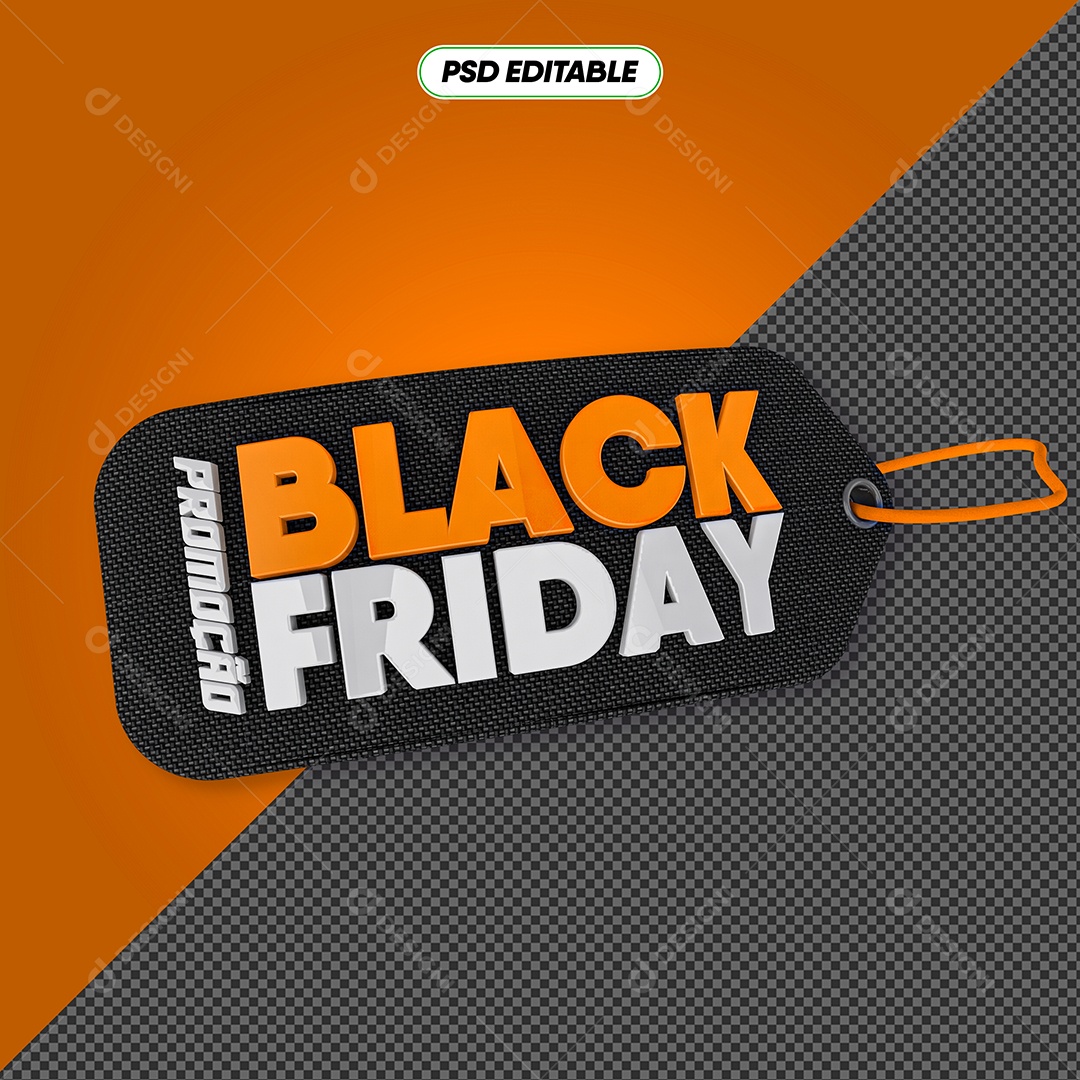 Etiqueta Black Friday 3D Para Composição PSD