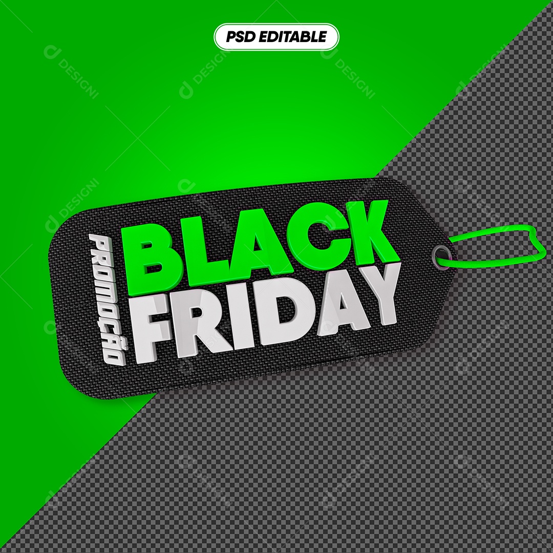 Etiqueta Black Friday 3D Para Composição PSD