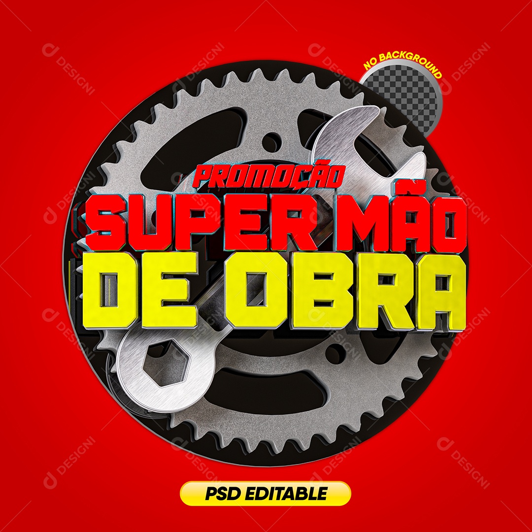 Promoção Super Mão de Obra Selo 3D Para Composição PSD