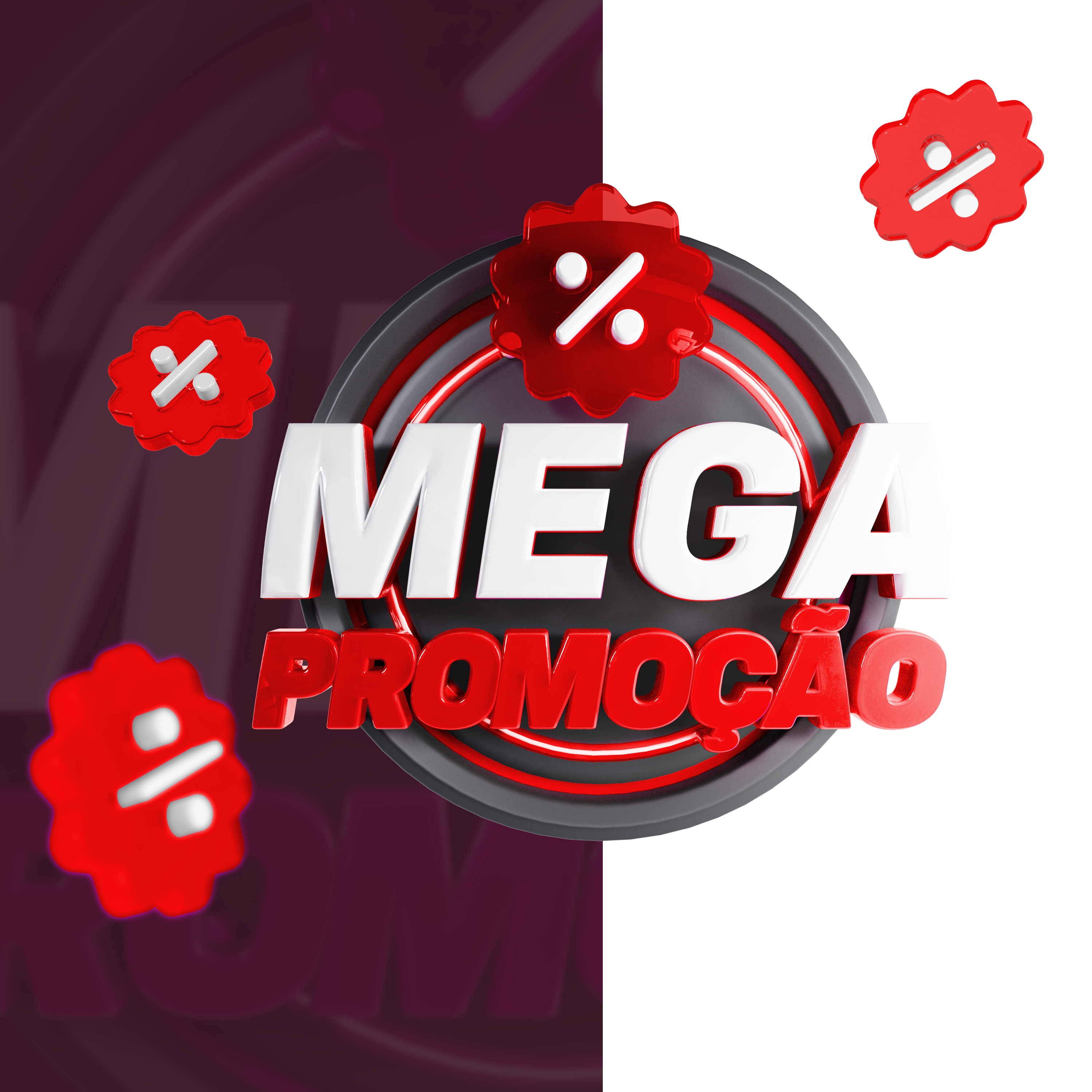 Selo 3D Mega Promoção Para Composição PSD + PNG