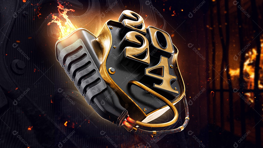 Selo 3D 2024 Turbinado Para Composição PSD