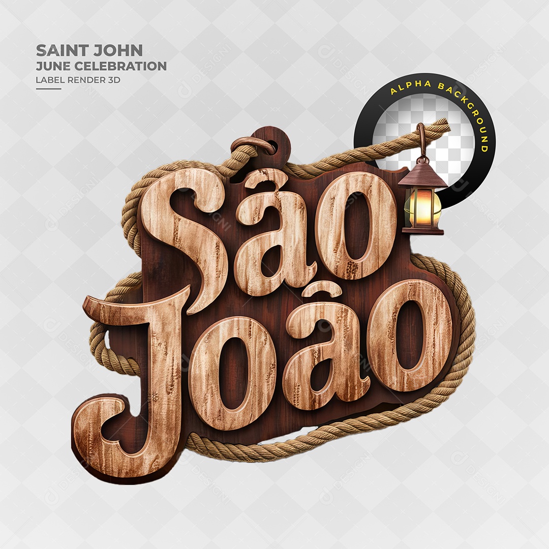 Selo 3D São João para Composição PSD