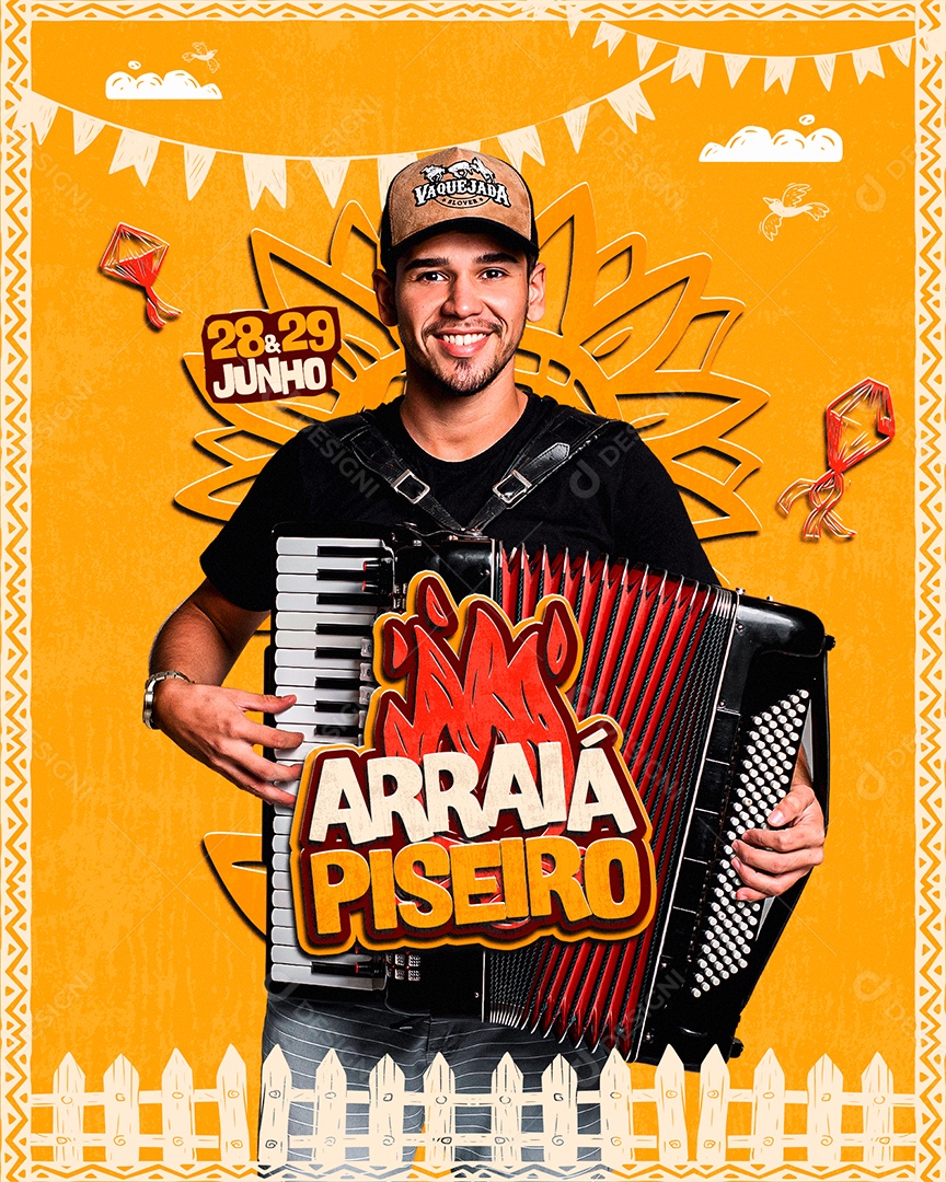Flyer Arraiá Piseiro Social Media PSD Editável