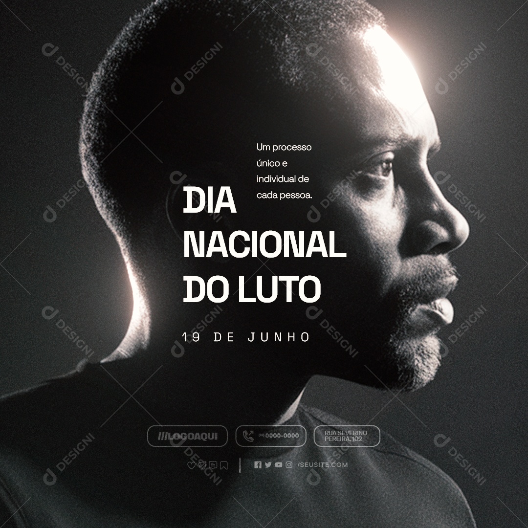Dia Nacional do Luto 19 de Junho Um Processo Único Social Media PSD Editável