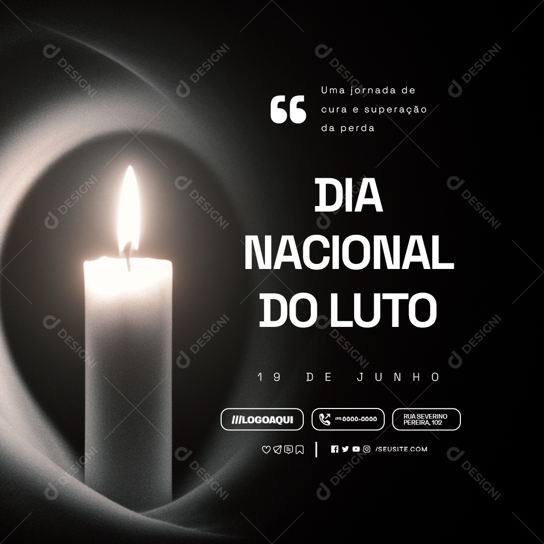 Dia Nacional do Luto 19 de Junho Uma Jornada de Cura Social Media PSD Editável
