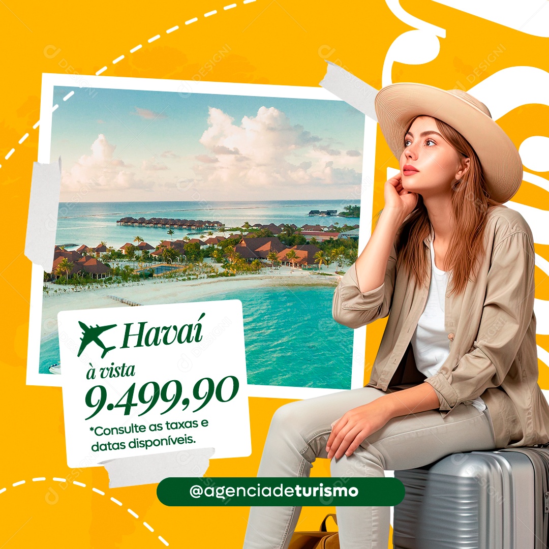 Agência de Viagens Havaí Consulte as Taxas Social Media PSD Editável