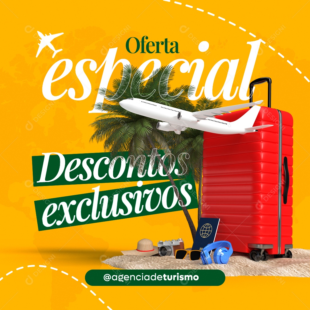 Agência de Viagens Oferta Especial Descontos Exclusivos Social Media PSD Editável