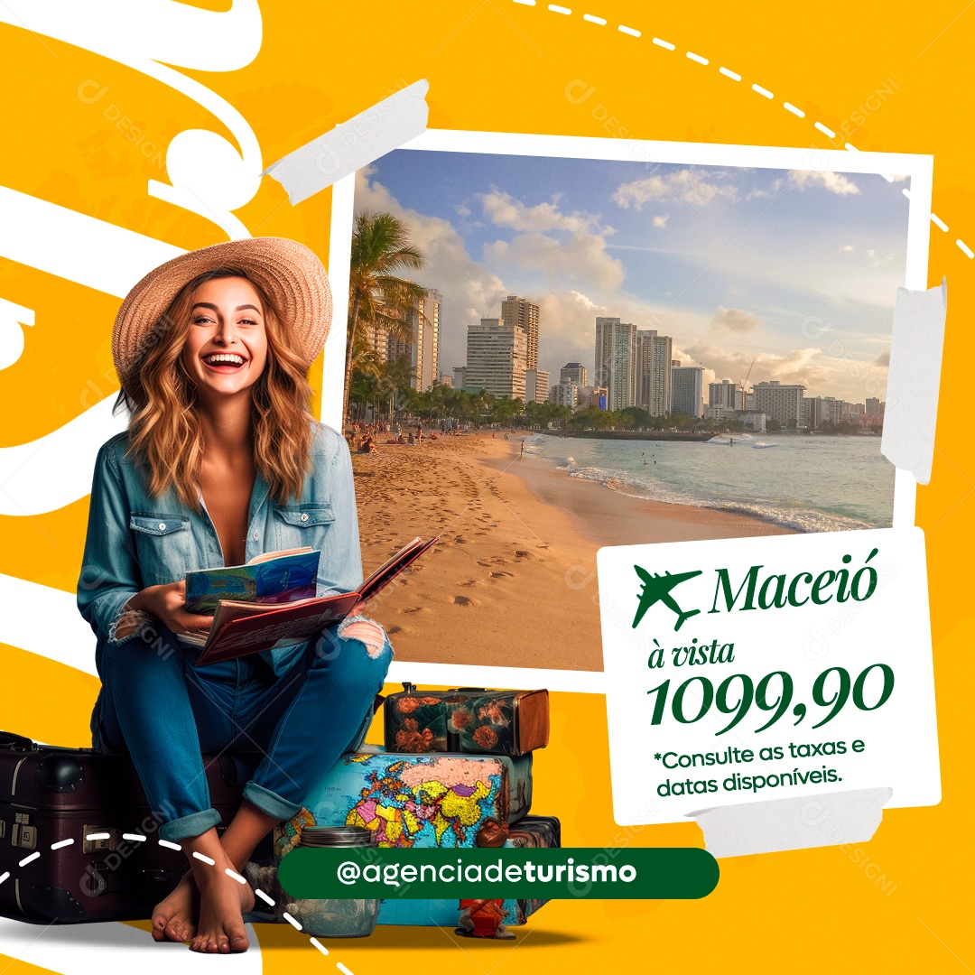 Agência de Viagens Maceió Consulte as Taxas e Datas Disponíveis Social Media PSD Editável