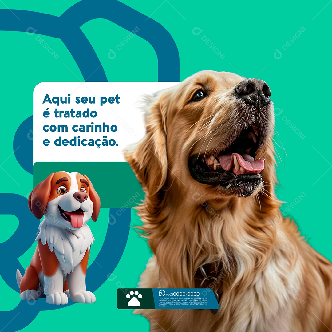 Aqui seu Pet é Tratado com Carinho e Dedicação Social Media PSD Editável