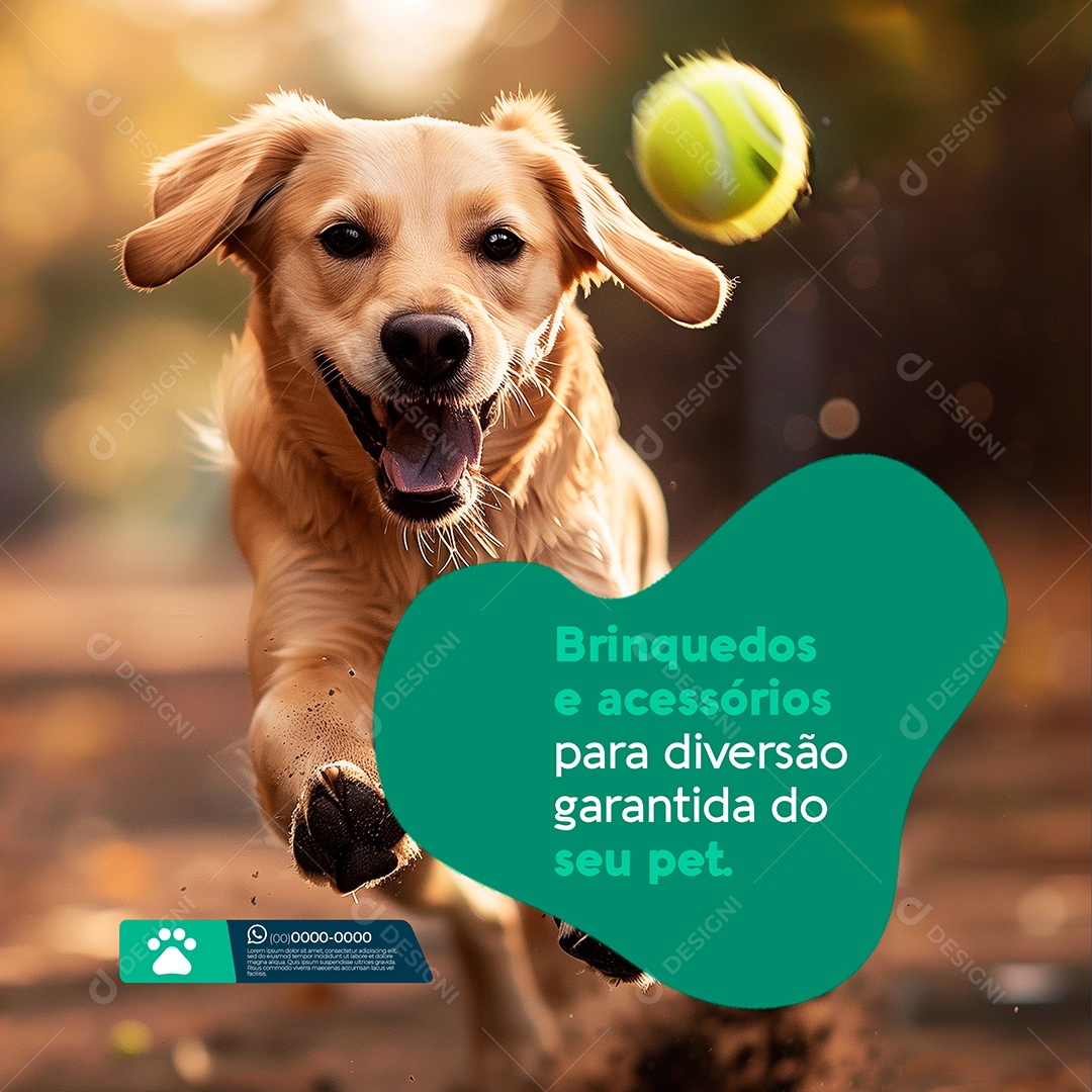 Brinquedos e Acessórios para Diversão Garantida do seu Pet Social Media PSD Editável