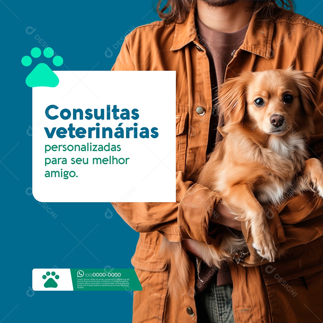 Consultas Veterinárias Personalizadas para seu Melhor Amigo Social Media PSD Editável