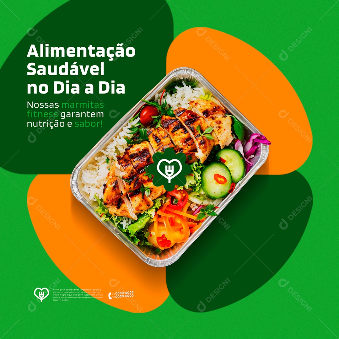 Alimentação Saudável nossas Marmitas Fitness Garantem Nutrição e Sabor Social Media PSD Editável