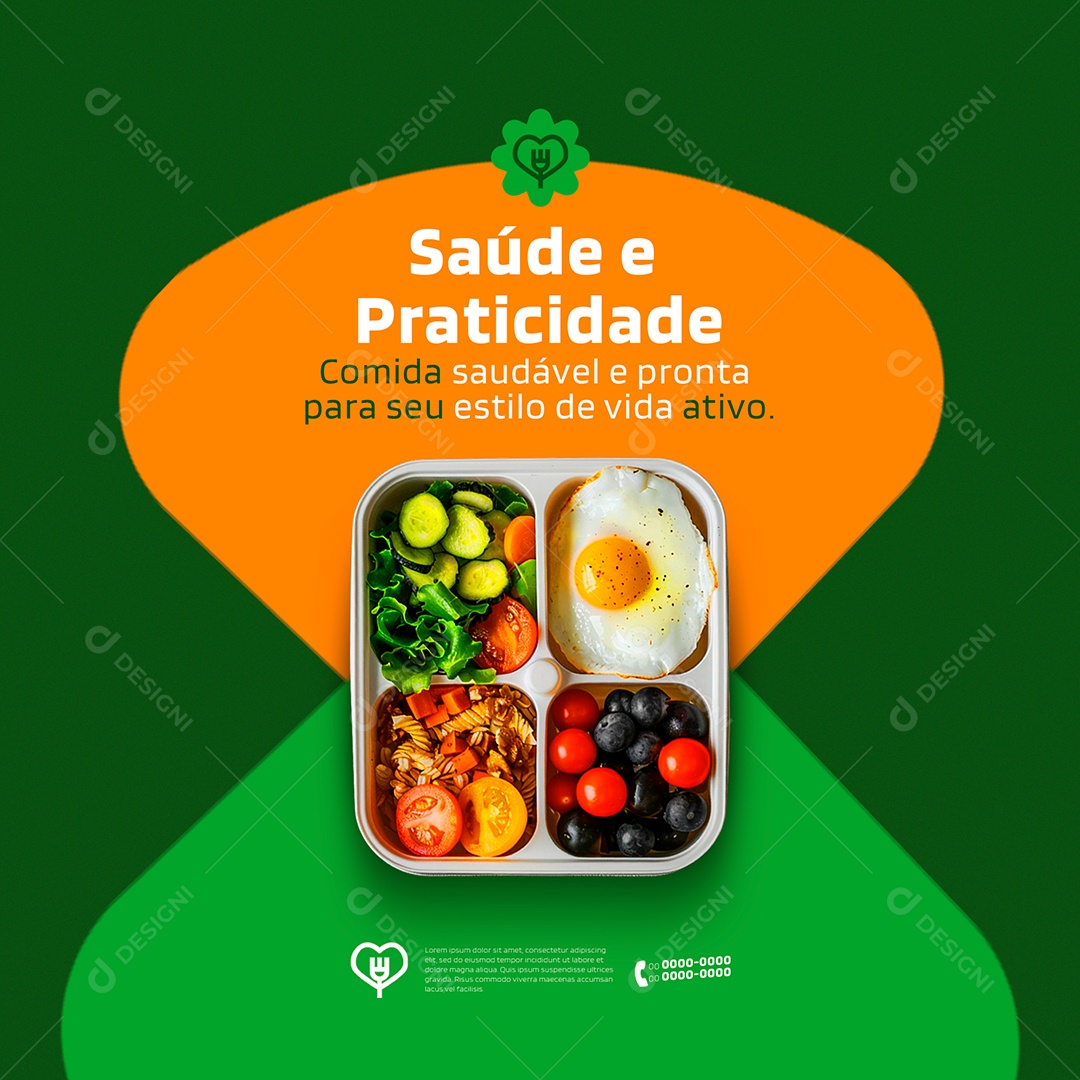 Saúde e Praticidade Comida Saudável Social Media PSD Editável