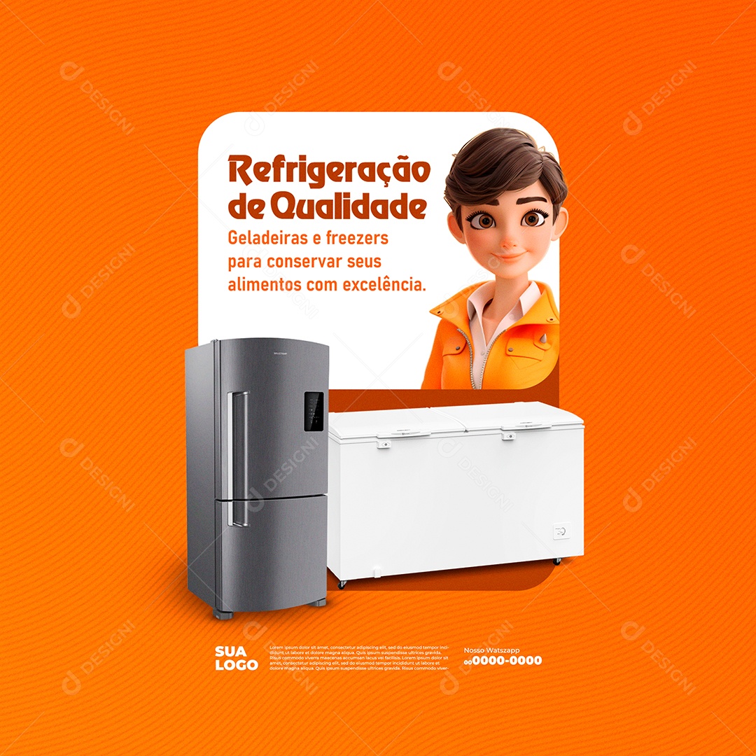 Refrigeração de Qualidade Geladeiras e Freezers Social Media PSD Editável