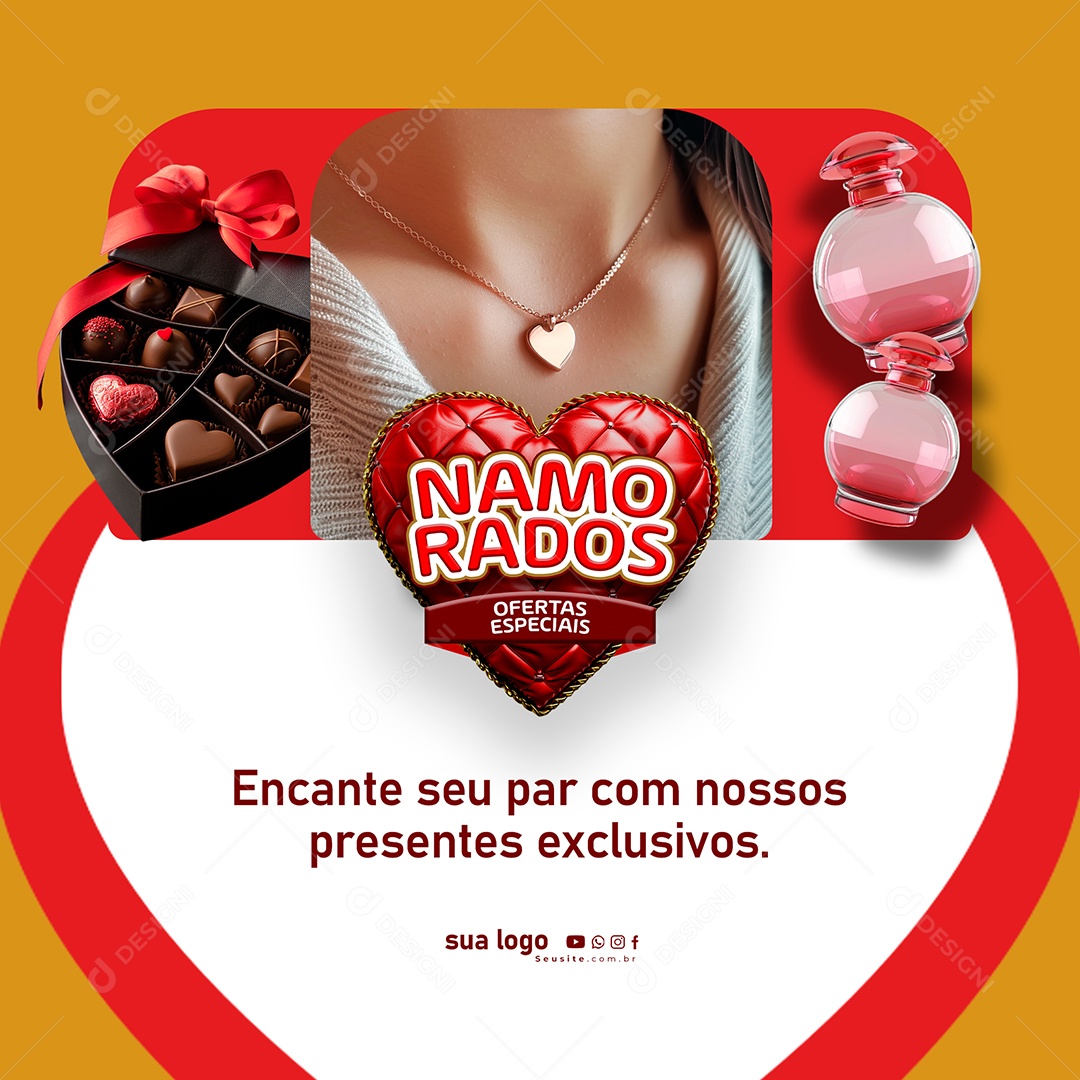 Namorados Ofertas Especiais Encante seu Par com nossos Presentes Social Media PSD Editável