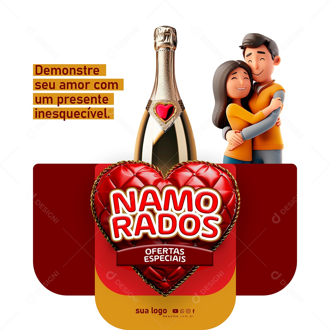 Namorados Ofertas Especiais Demonstre seu Amor com um Presente Social Media PSD Editável