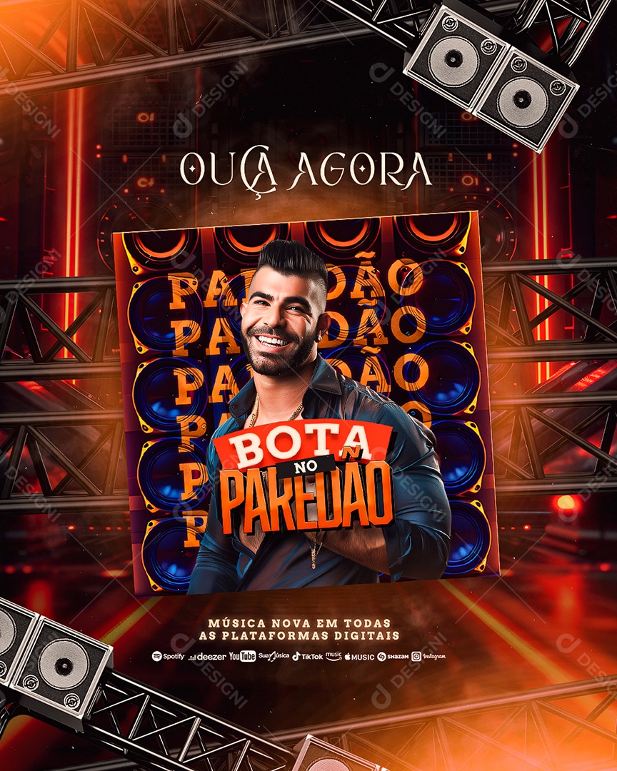 Flyer Ouça Agora Bota no Paredão Social Media PSD Editável