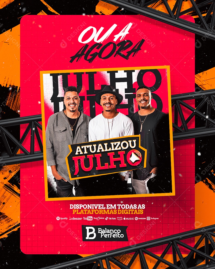 Flyer Ouça Agora Atualizou Julho Balanço Perfeito Social Media PSD Editável