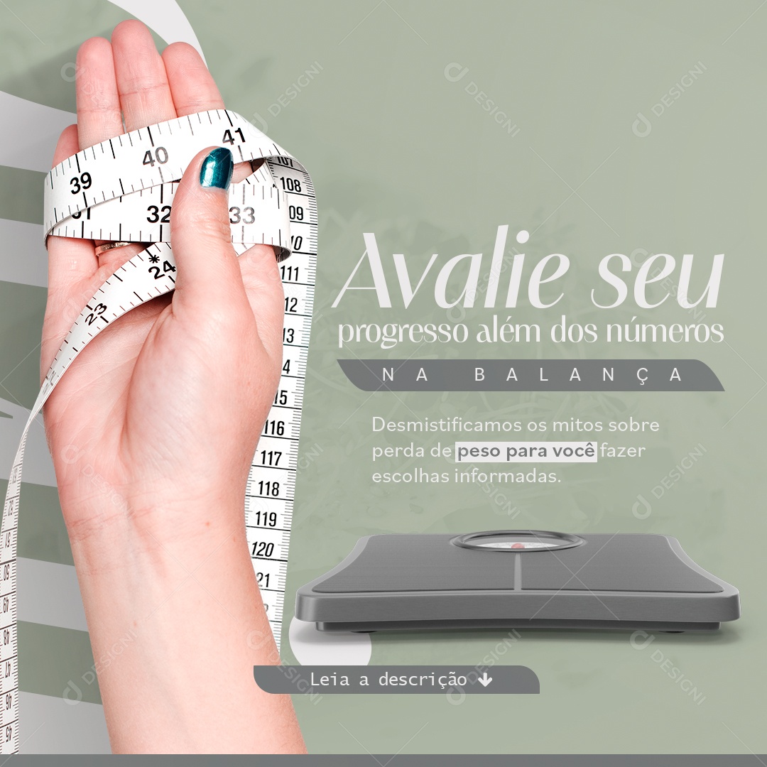 Nutricionista Avalie seu Progresso Além dos Números Social Media PSD Editável