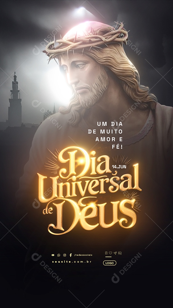 Story Dia Universal de Deus 14 de Junho Um Dia de Muito Amor e Fé Social Media PSD Editável
