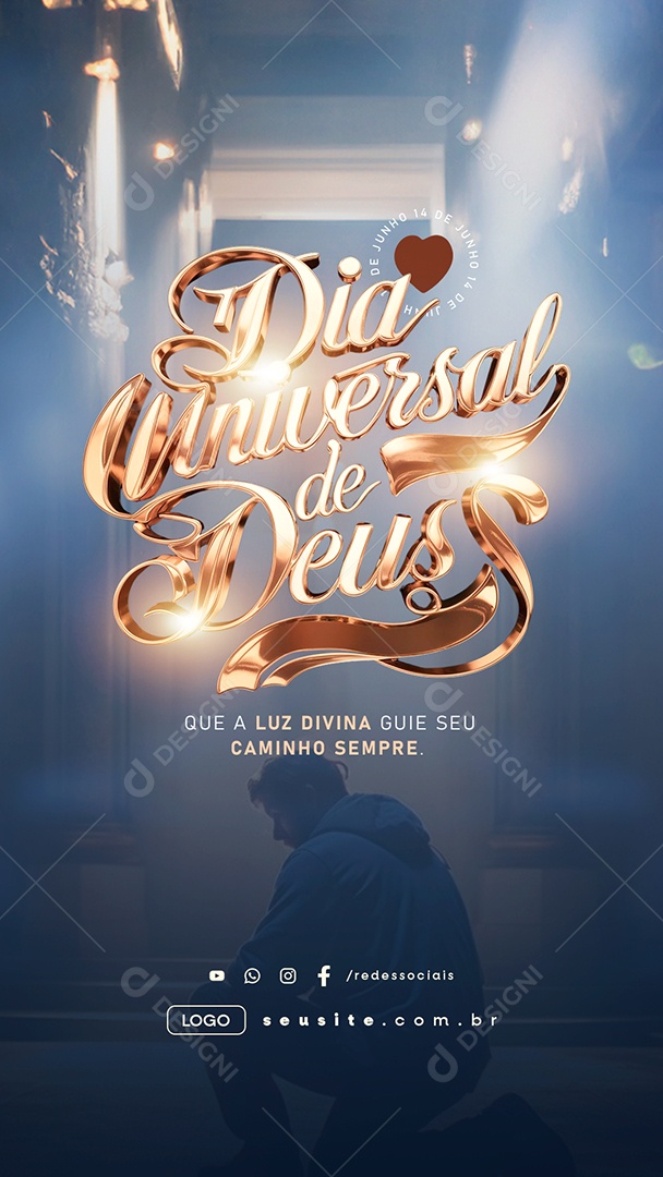 Story Dia Universal de Deus 14 de Junho Que a Luz Divina Social Media PSD Editável