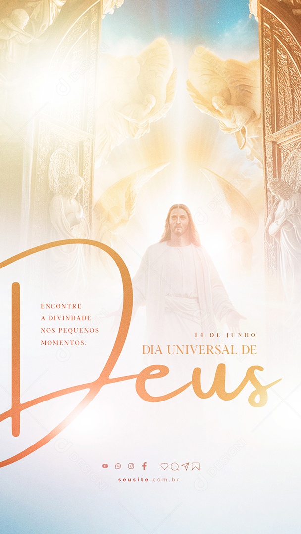 Story Dia Universal de Deus 14 de Junho Encontre a Divindade Social Media PSD Editável