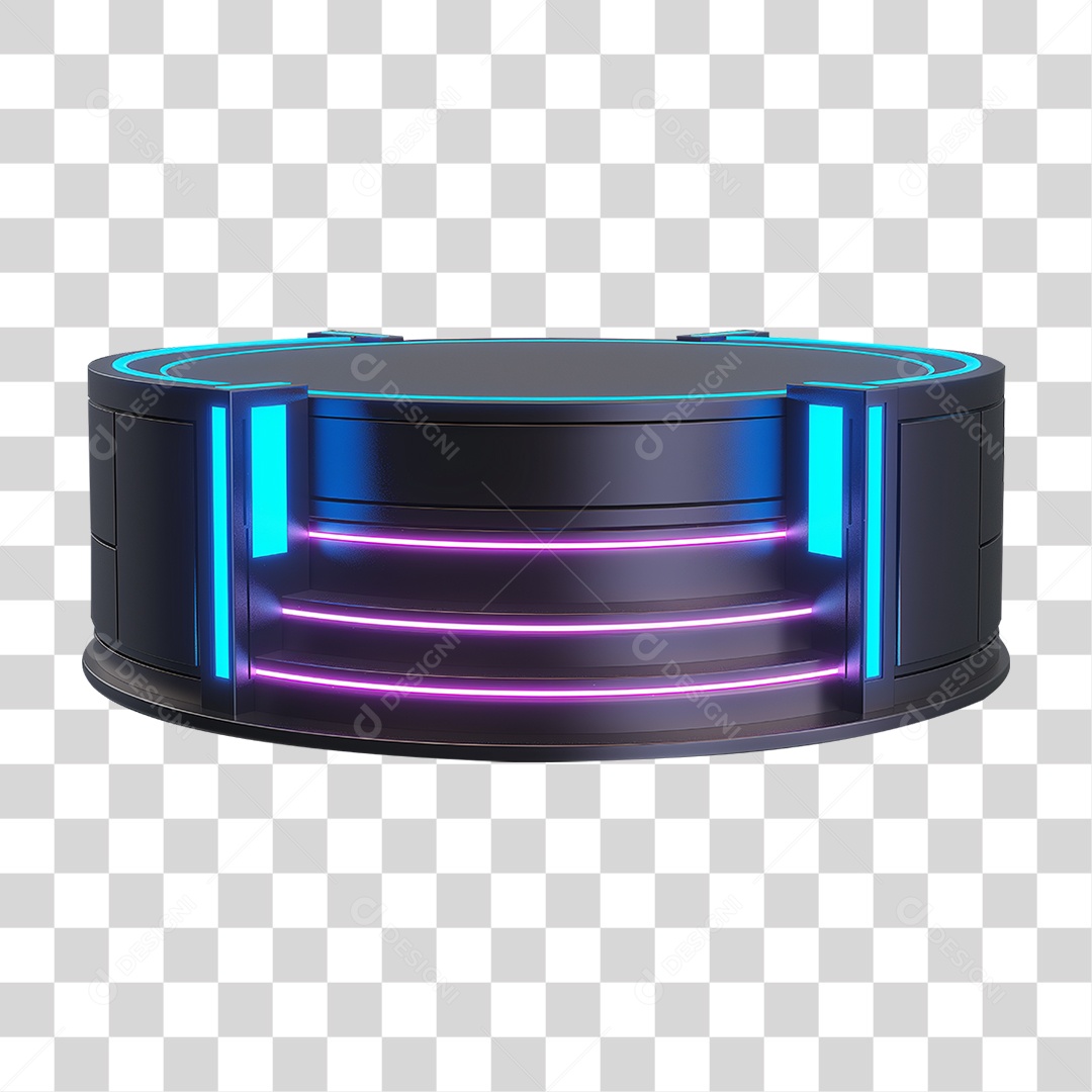 Elemento 3D Pódio Neon Para Composição PNG Transparente