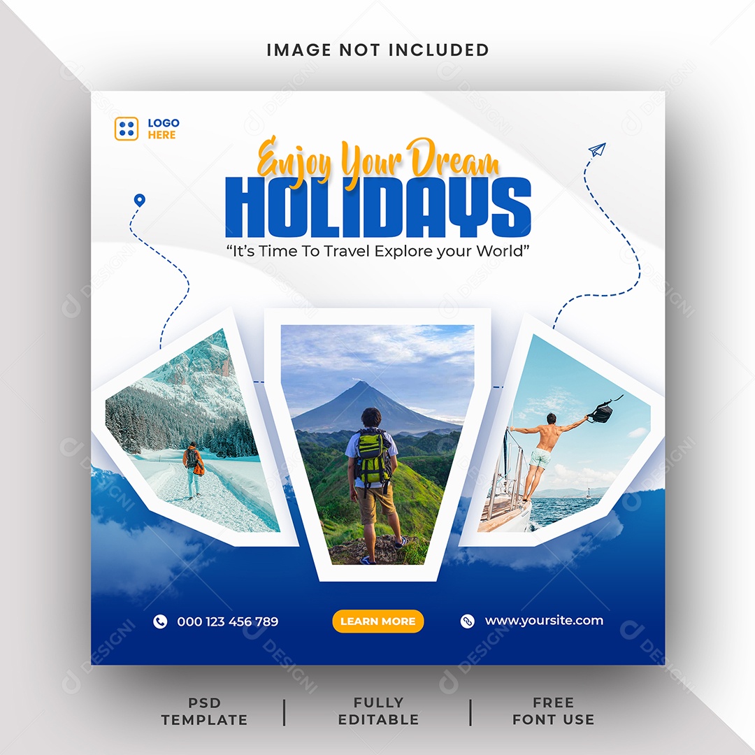 Agência de Viagem Aproveite as Férias dos Seus Sonhos Social Media PSD Editável