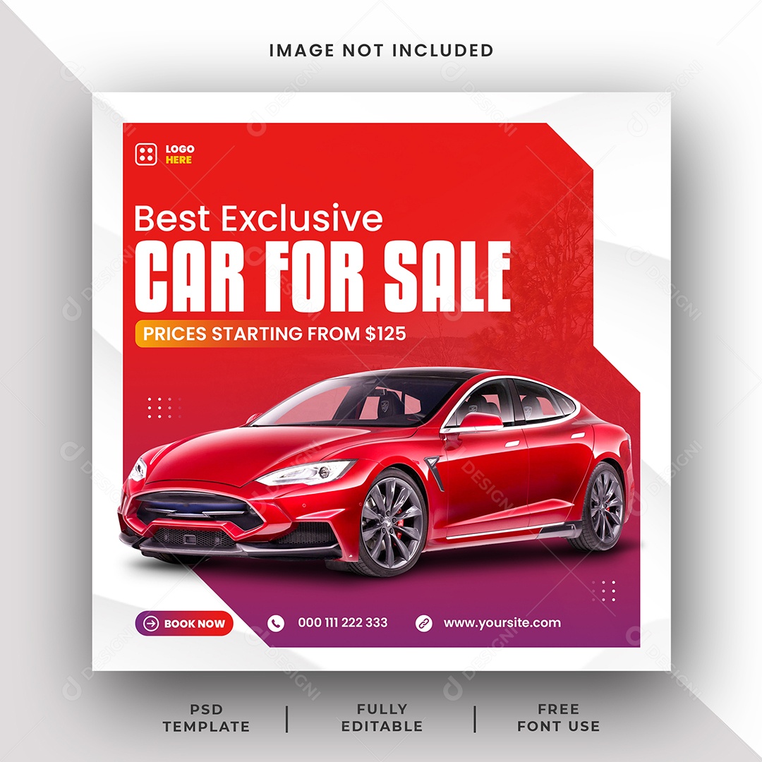 Concessionária Melhor Carro Exclusivo à Venda Social Media PSD Editável