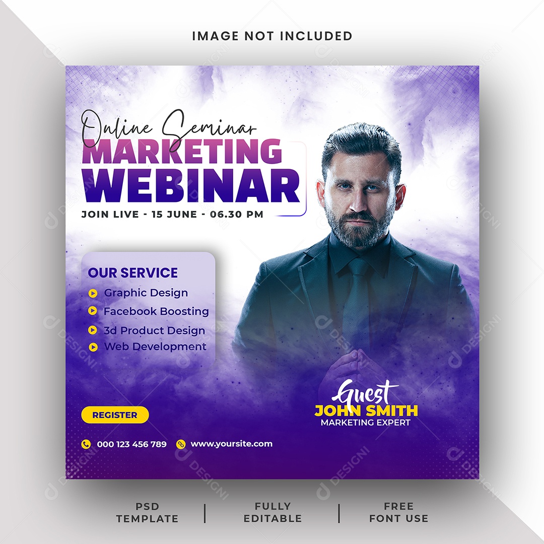 Marketing Webinar Social Media PSD Editável