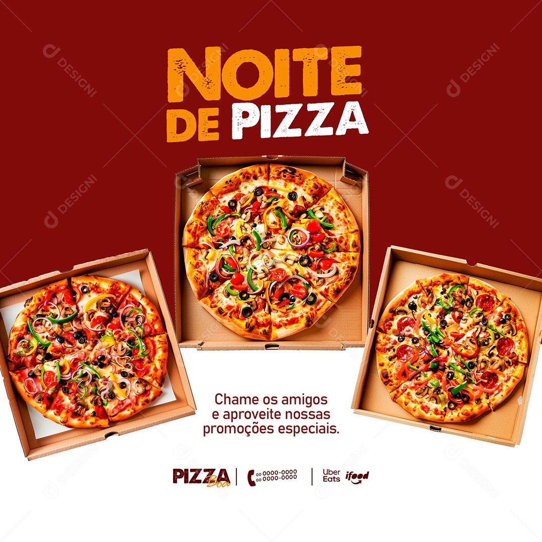 Noite de Pizza Social Media PSD Editável
