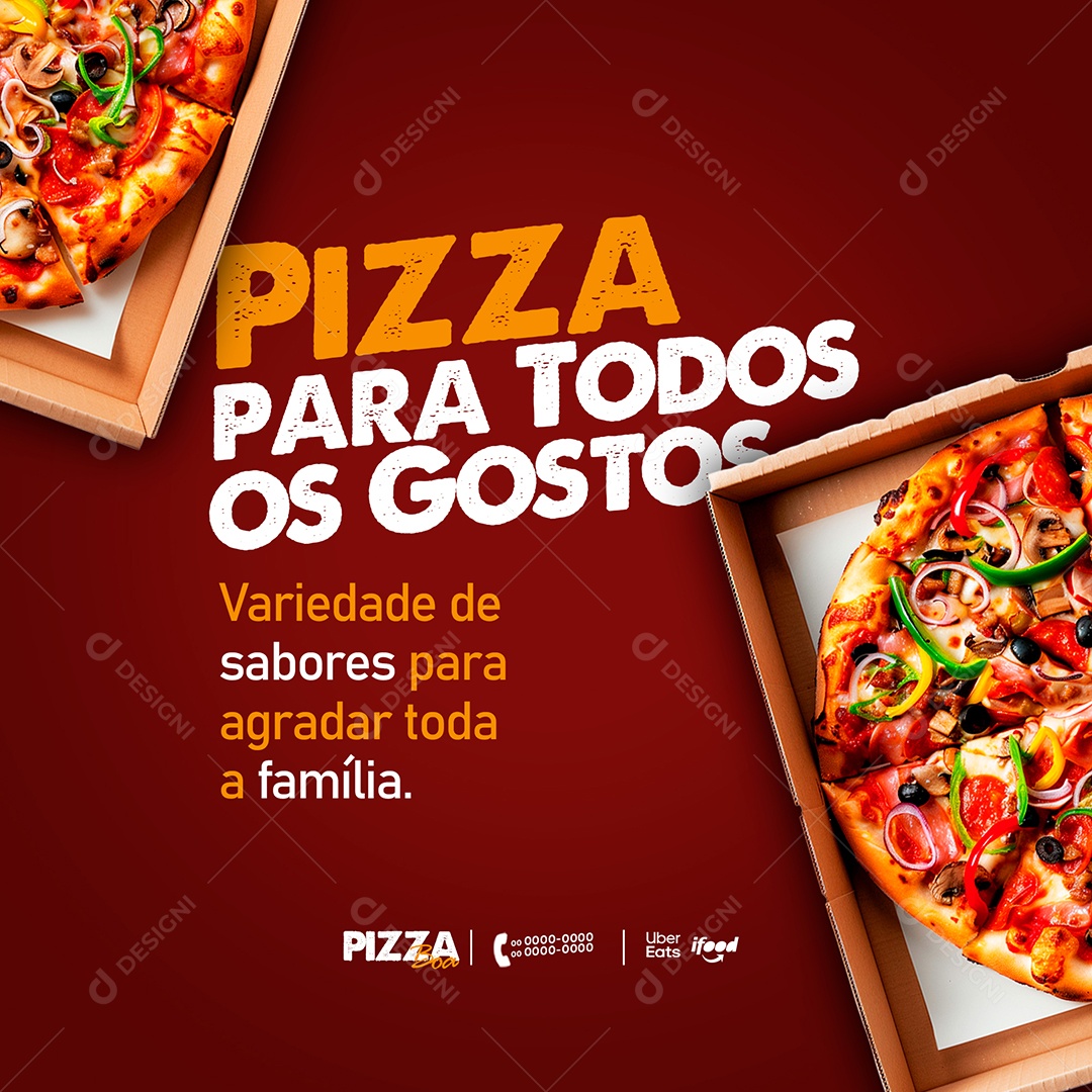 Pizza para todos os Gostos Social Media PSD Editável