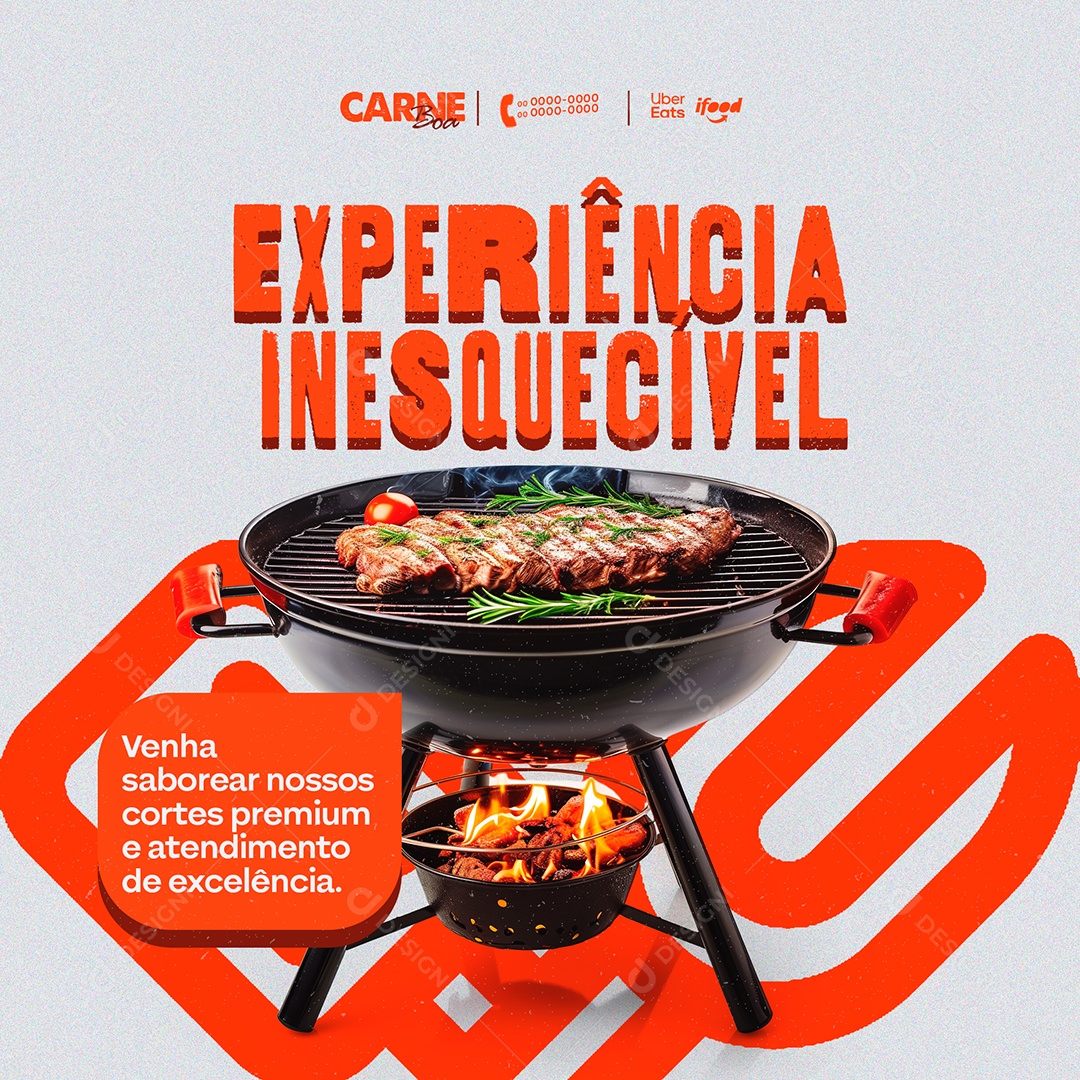 Experiência Inesquecível Venha Saborear nossos Cortes Premium Social Media PSD Editável
