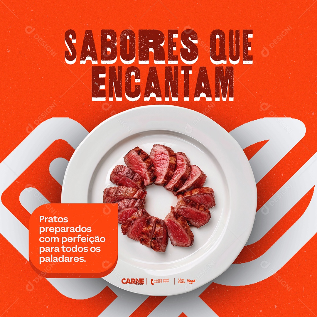 Sabores qe Encantam Pratos Preparados com Prefeição Social Media PSD Editável