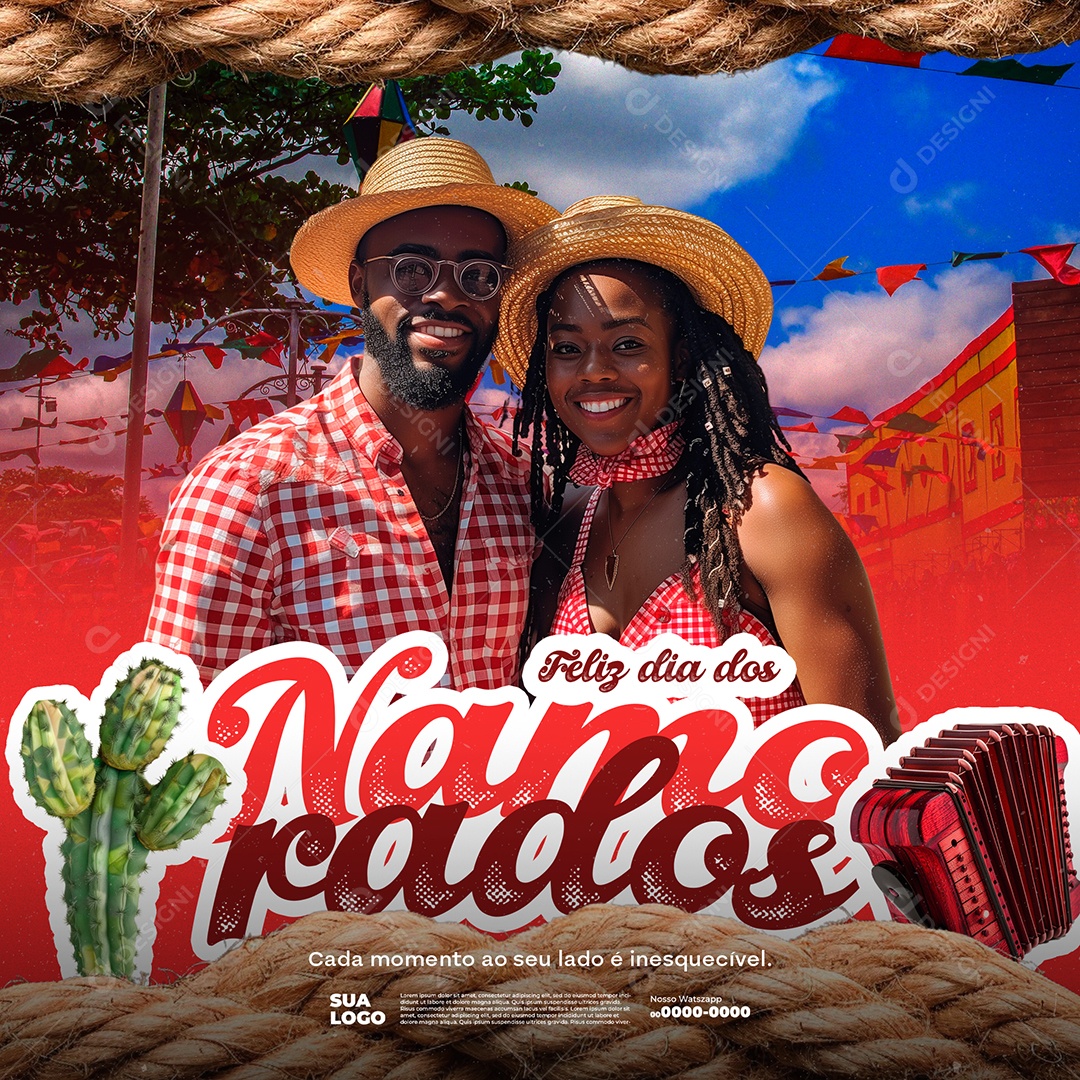 Dia dos Namorados 12 de Junho Cada Momento ao seu Lado é Inesquecível Social Media PSD Editável