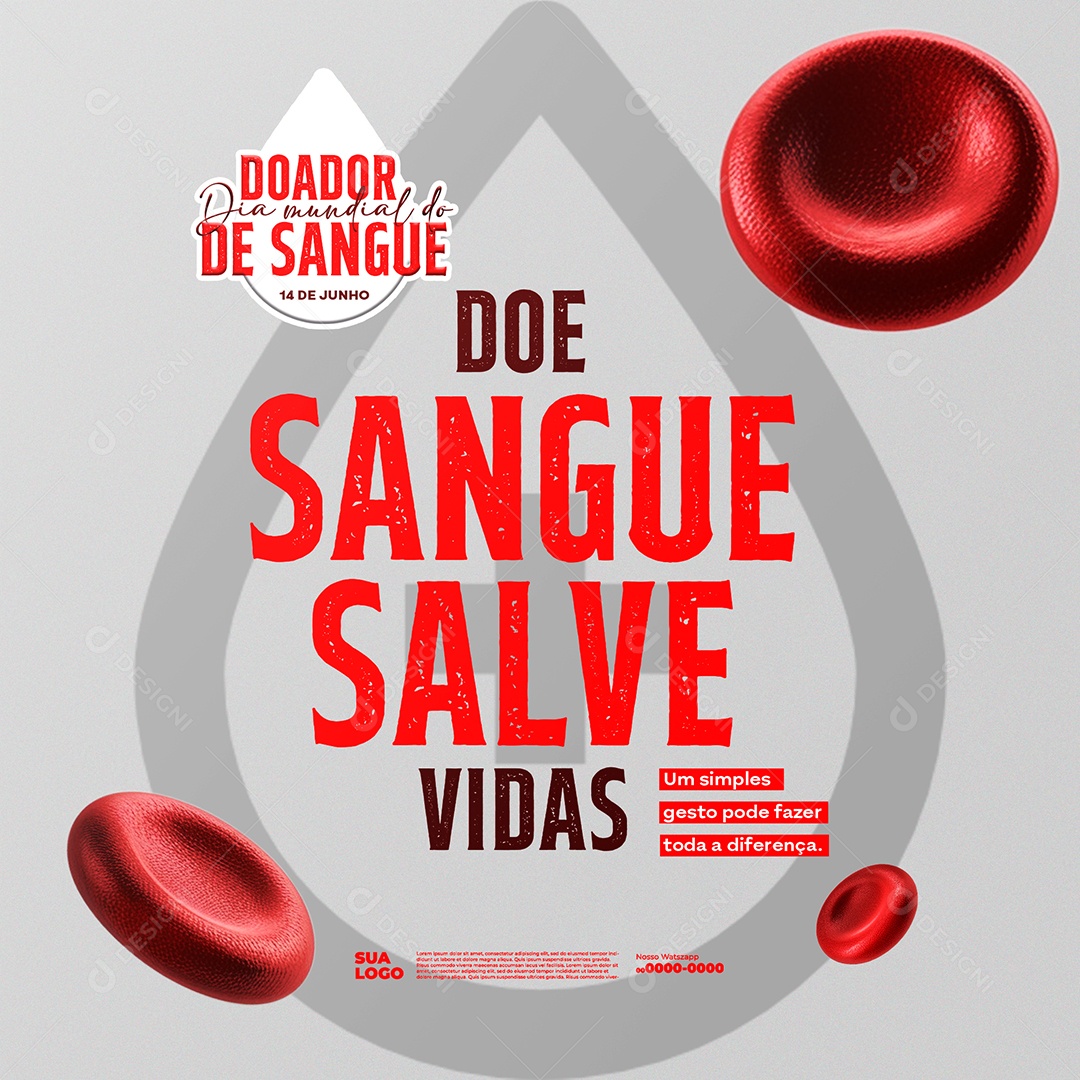 Dia Mundial do Doador de Sangue 14 de Sangue Doe Vidas Social Media PSD Editável