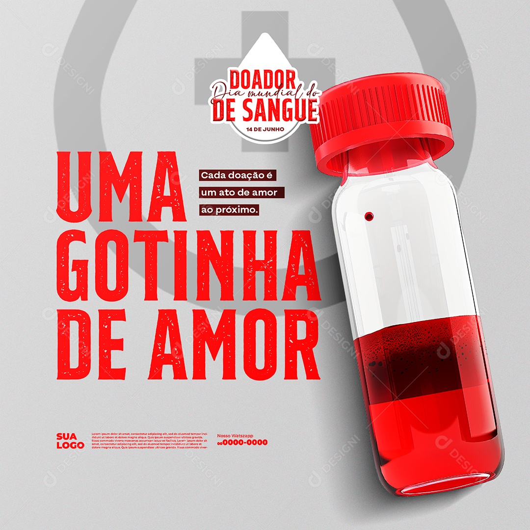 Dia do Doador de Sangue 14 de Sangue Social Media PSD Editável