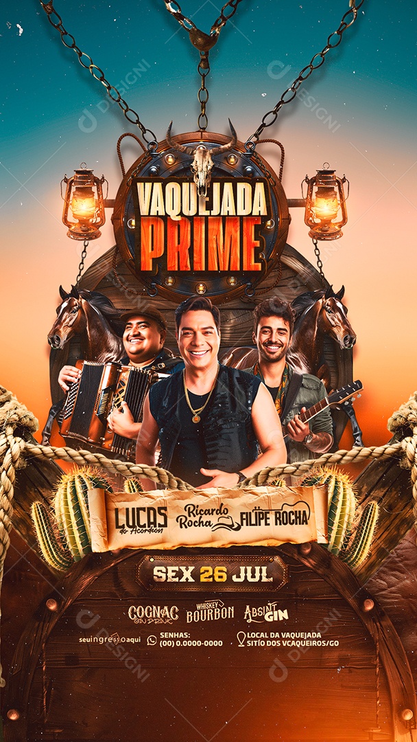 Story Flyer Vaquejada Prime Lucas do Acordeon Ricardo Rocha Social Media PSD Editável