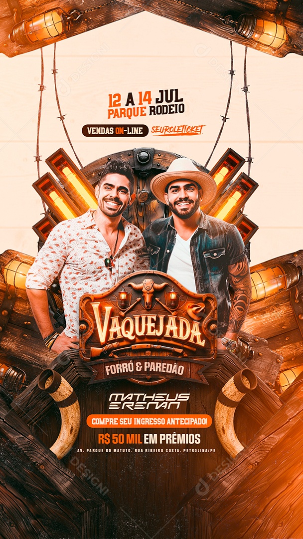 Story Flyer Vaquejada Forró e Paredão Matheus e Renan Social Media PSD Editável