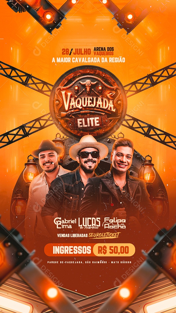 Story Flyer Vaquejada Elite Gabriel Lima Lucas do Acordeon Social Media PSD Editável