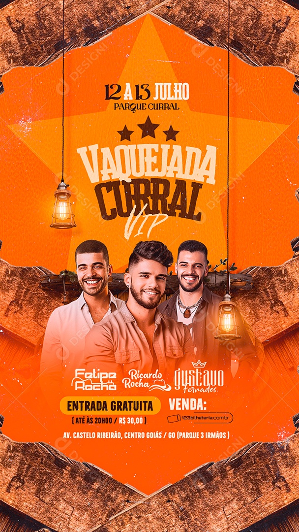 Story Flyer Vaquejada Curral Vip Felipe Rocha Ricardo Rocha Social Media PSD Editável