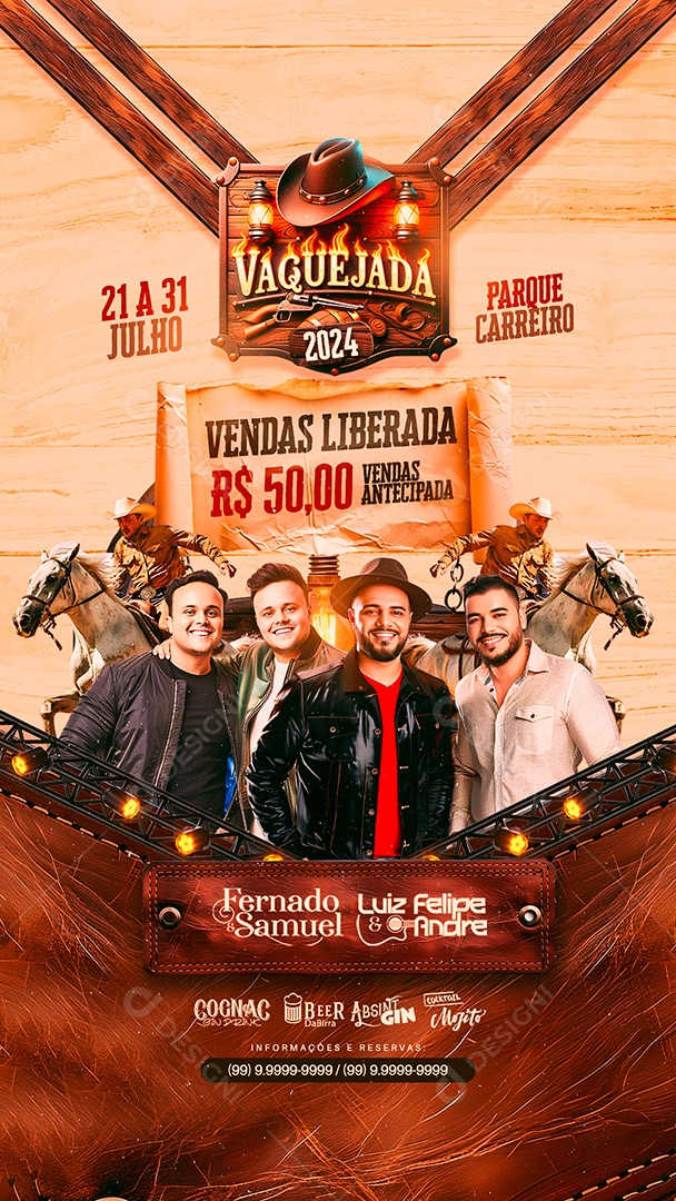 Story Flyer Vaquejada 2024 Fernado e Samuel Luiz Felipe e Andre Social Media PSD Editável