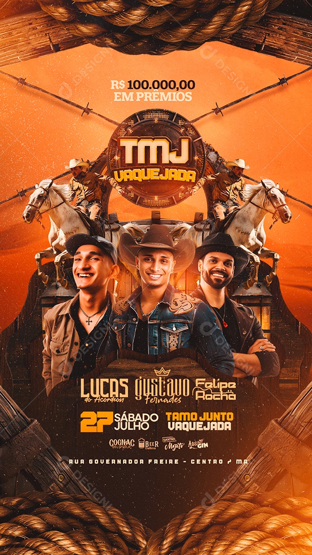 Story Flyer TMJ Vaquejada Lucas do Acordeon Gustavo Fernades Social Media PSD Editável