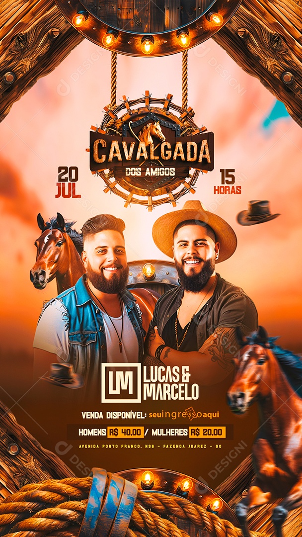 Story Flyer Cavalgada dos Amigos Lucas e Marcelo Social Media PSD Editável